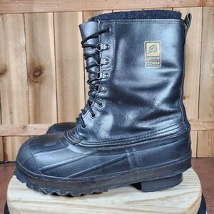 LaCrosse Iceman Boots Mens 9 Black Leather Rubber Insulated Winter Snow USA